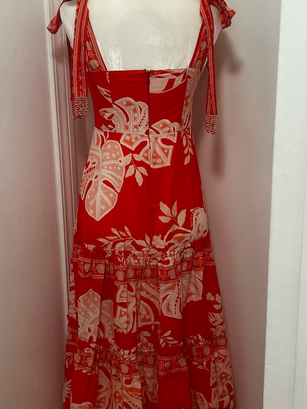 Farm Rio Red Lace Monsteras Midi Dress - Picture 5 of 13